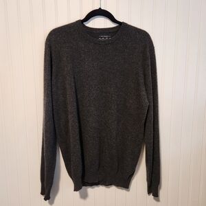 CLUB ROOM Men's Dark Grey 100% Cashmere Crew Neck Long Sleeve Sweater Large